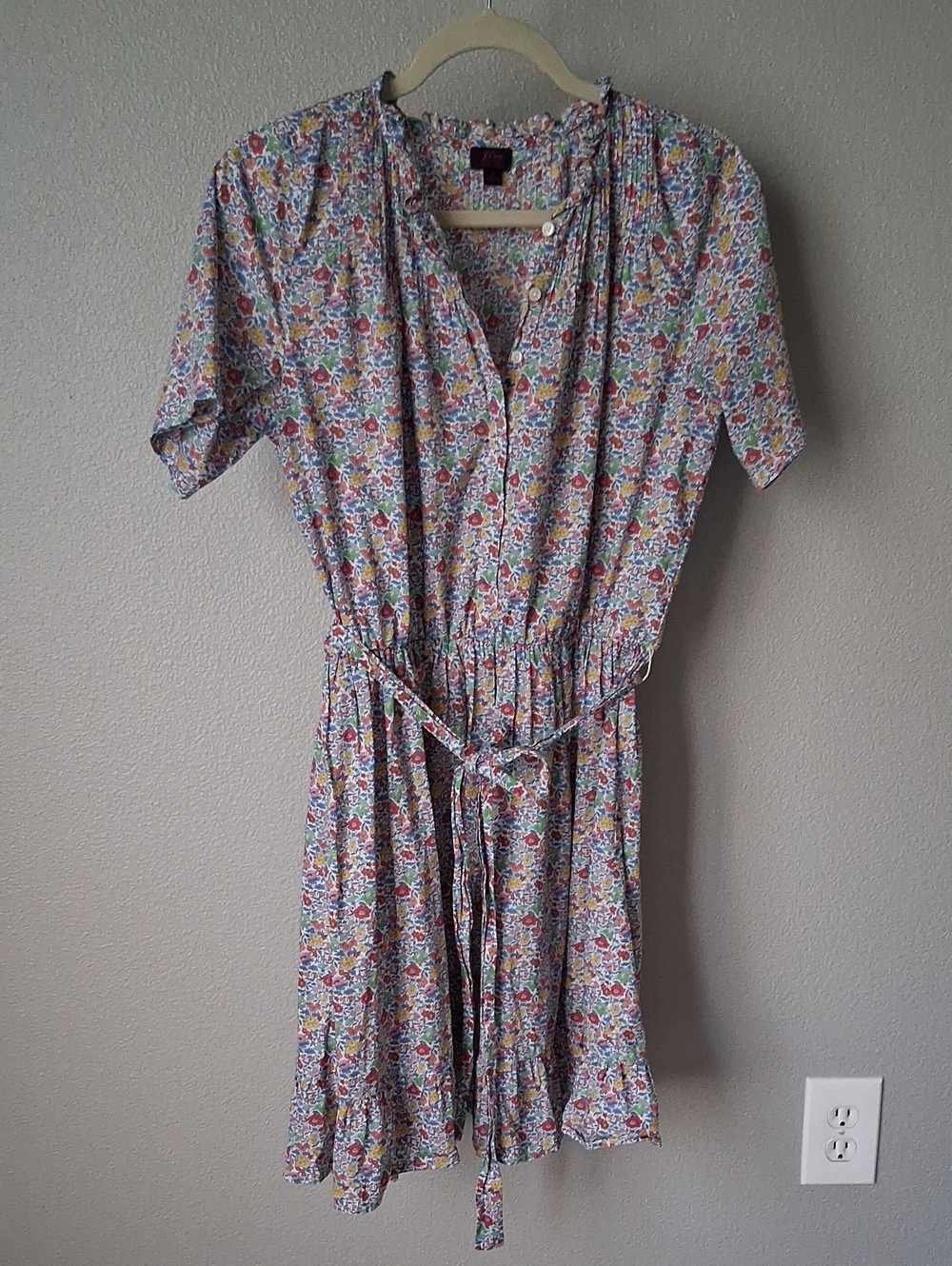 J.crew Floral Button-Front Belted Short Sleeve Dress Size 4-6 Small